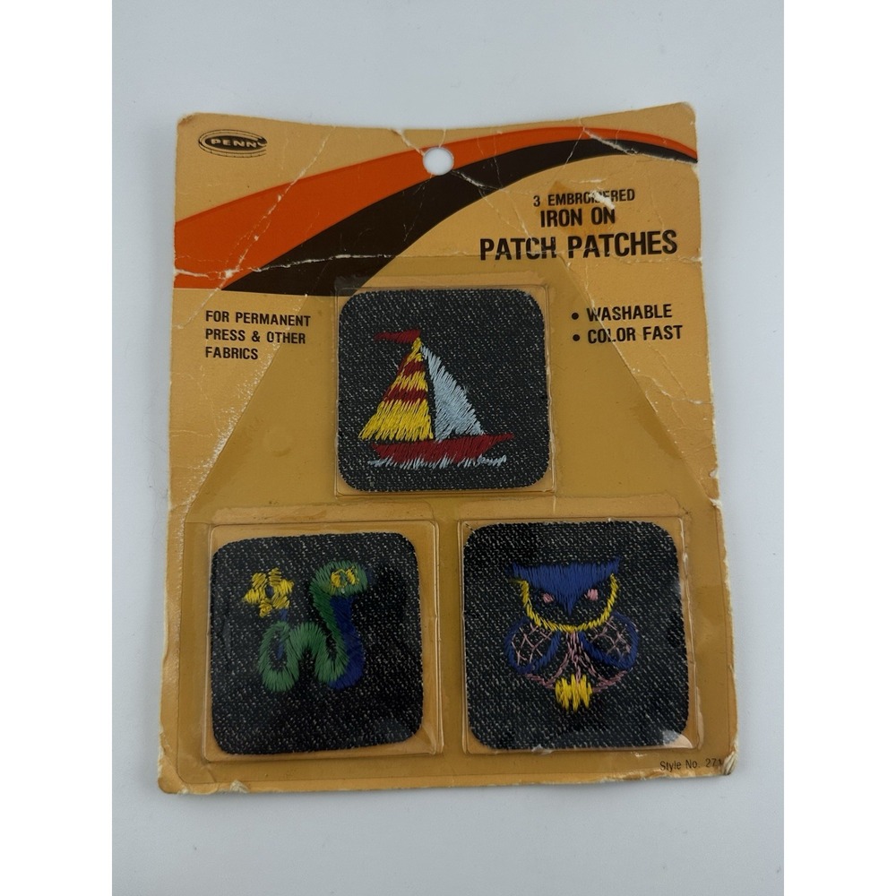 Vintage Retro Penn Iron On Patch Patches NOS‎ Three Owl Boat
